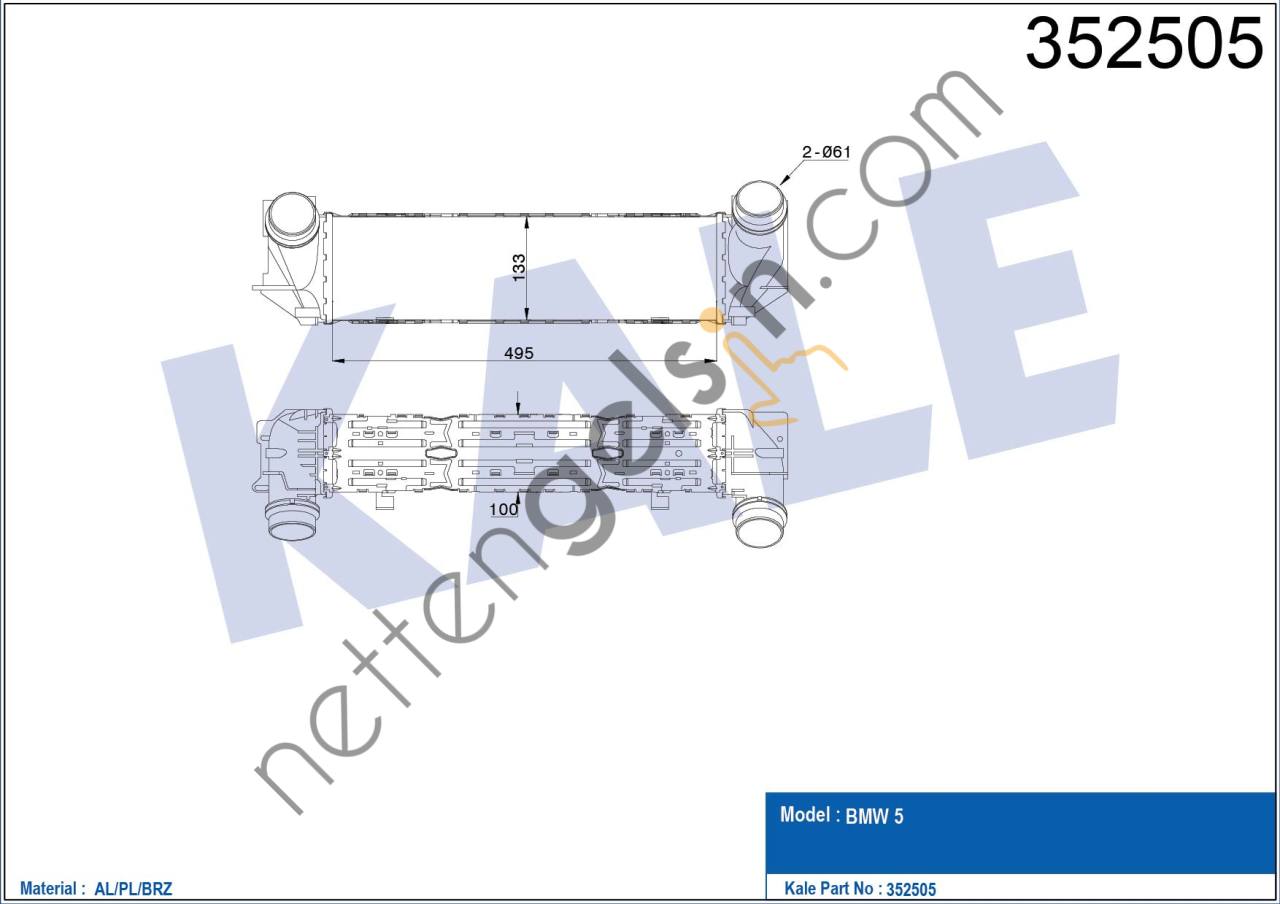 KALE 352505 TURBO RADYATORU BMW F10 F11 N20  BMW BİNEK TURBO RADYATÖRÜ