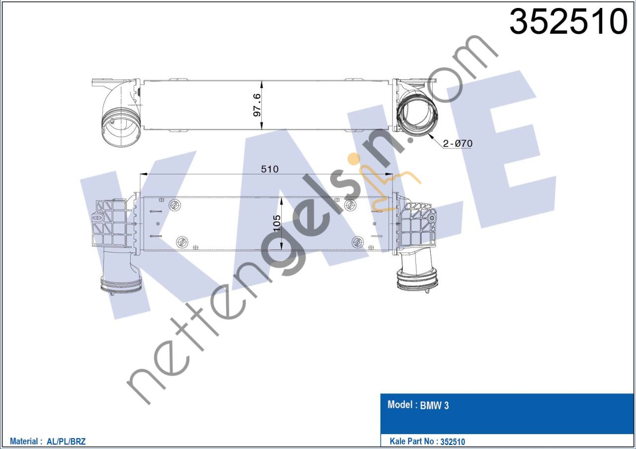 KALE 352510 TURBO RADYATORU BMW E90 M57 N57  BMW BİNEK TURBO RADYATÖRÜ
