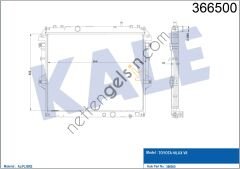 KALE 366500 MOTOR SU RADYATORU HILUX III 06> MANUEL (525x648x26)  TOYOTA BİNEK MOTOR SU RADYATORU