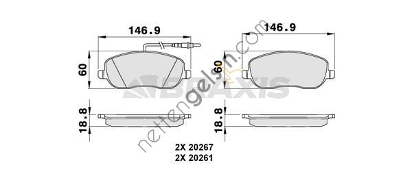 BRAXIS AB0075 ON FREN BALATASI C8 P807 EXPERT JUMPY SCUDO 2.0 16V 2.0HDI 8V (02>) / (FISLI)  PEUGEOT-CITROEN BİNEK FREN BALATASI