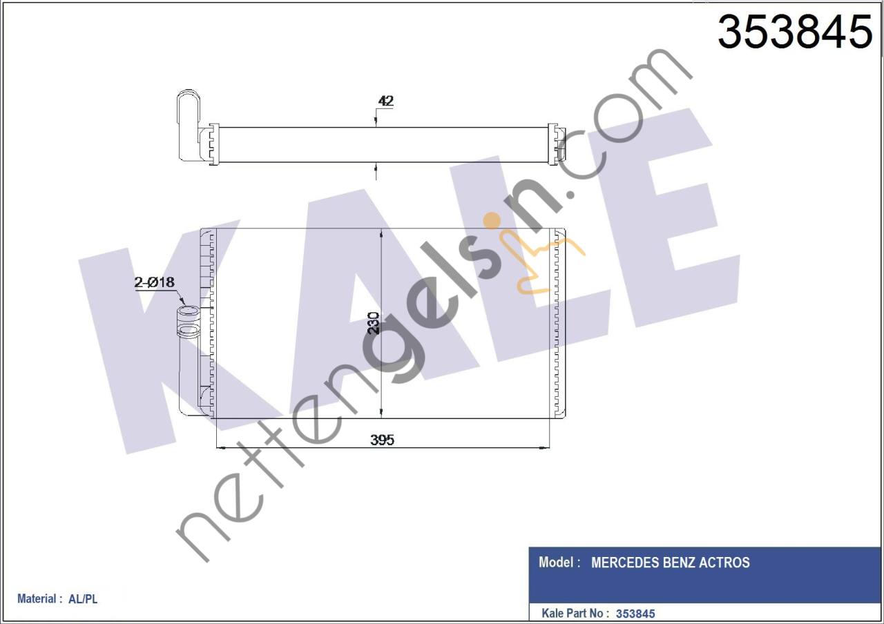 KALE 353845 KALORIFER RADYATORU ACTROS 501-502  MERCEDES AĞIR VASITA KALORİFER RADYATÖRÜ