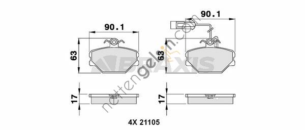 BRAXIS AB0088 ON FREN BALATASI TEMPRA 1.6 TIPO 1.4 1.6 (FISLI)  FIAT BİNEK FREN BALATASI