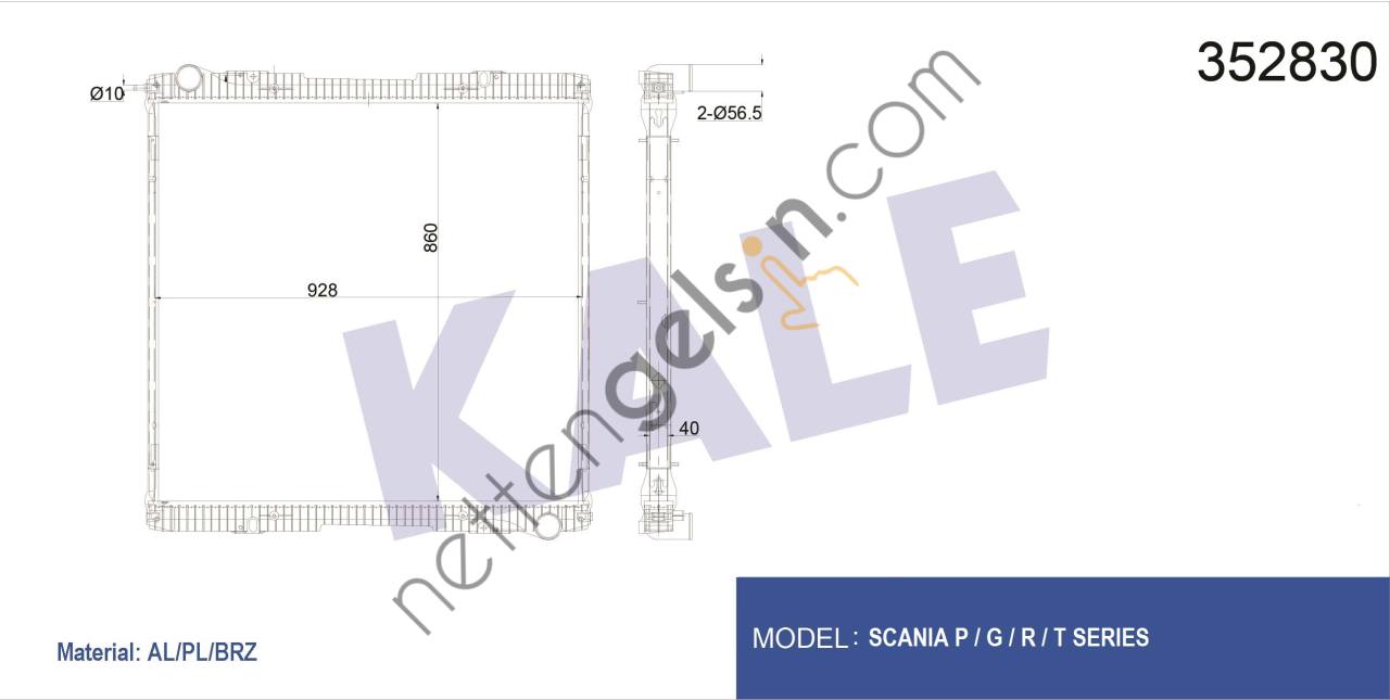 KALE 352830 MOTOR SU RADYATORU SCANIA P G R T SERISI 04 > (AT/MT)  SCANIA AĞIR VASITA MOTOR SU RADYATORU