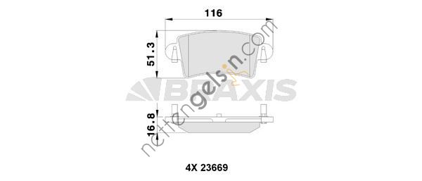BRAXIS AB0113 ARKA FREN BALATASI MASTER II MOVANO 1.9 / 2.5D / 2.8DTI TUM MODELLER (01 )  RENAULT BİNEK FREN BALATASI