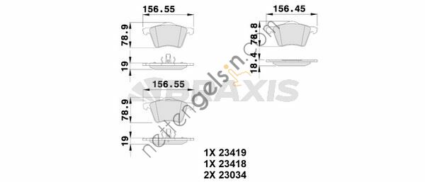 BRAXIS AB0118 ON FREN BALATASI TAKIM SHARAN 00>10 GALAXY 00>06 ALHAMBRA 96>10 1,9TDI / 2,0I / 2,8 / 2,3 16V (16 JANT)  VW-AUDI-SEAT-SKODA BİNEK FREN BALATASI