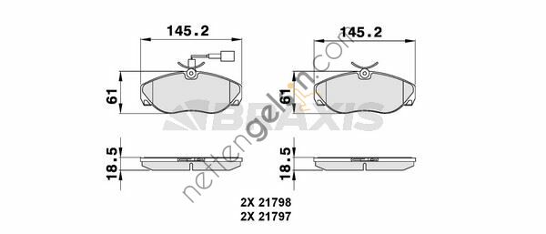 BRAXIS AB0126 ON FREN BALATASI BOXER DUCATO JUMPER 1400KG (15 JANT) / (94 03) YUVARLAK SOKETLI  FIAT BİNEK FREN BALATASI