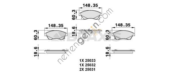 BRAXIS AB0128 ON FREN BALATASI 15 INCH ASTRA J CRUZE AVEO T300  OPEL BİNEK FREN BALATASI