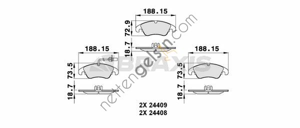 BRAXIS AB0129 ON FREN BALATASI A5 A6 A7 Q5 2.0TFSI / TDI 08>  VW-AUDI-SEAT-SKODA BİNEK FREN BALATASI