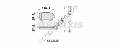 BRAXIS AB0159 ARKA FREN BALATASI (FISLI) TRANSPORTER T5 / T6 1.9 / 2.0 / 2.5TDI 03>16  VW-AUDI-SEAT-SKODA BİNEK FREN BALATASI