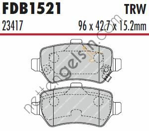 FERODO FDB1521 ARKA FREN BALATASI ASTRA G ASTRA H MERIVA A ZAFIRA B CORSA 1605086 (BOSCH 0986TB2845 EŞDEĞERİ) OPEL BİNEK FREN BALATASI (ARKA)