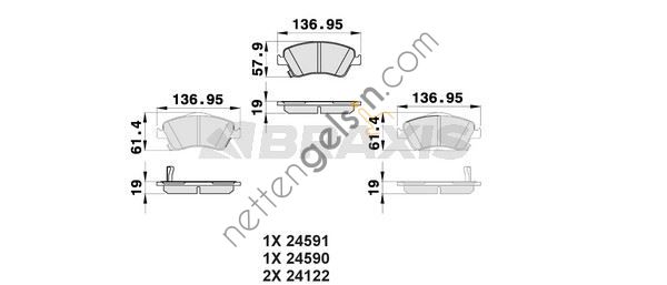 BRAXIS AB0163 ON FREN BALATASI COROLLA D4D 2007 - 2012 - AURIS D4D 2007 - 2012 - COROLLA 1,4 D4D 2013 ->  TOYOTA BİNEK FREN BALATASI