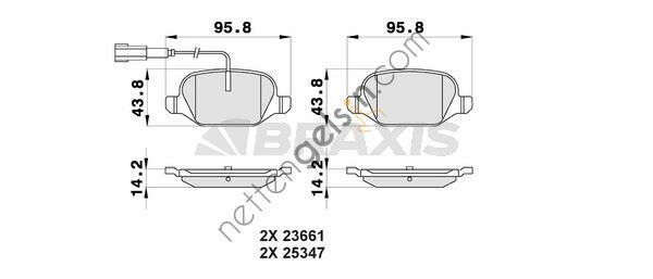 BRAXIS AB0165 ARKA FREN BALATASI FIAT 500 1.4 ABARTH 08 / 08> FIAT 500C 1.4 ABARTH 09 / 09>  FIAT BİNEK FREN BALATASI
