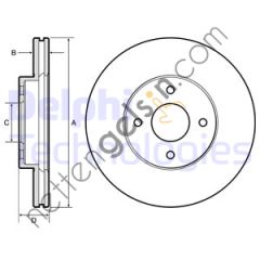 DELPHI BG4454 ON FREN DISKI (AYNASI) HAVALI NISSAN MICRA K13 KASA 2011 2015 NISSAN NOTE 2013> 260X4  NISSAN BİNEK FREN DİSKİ