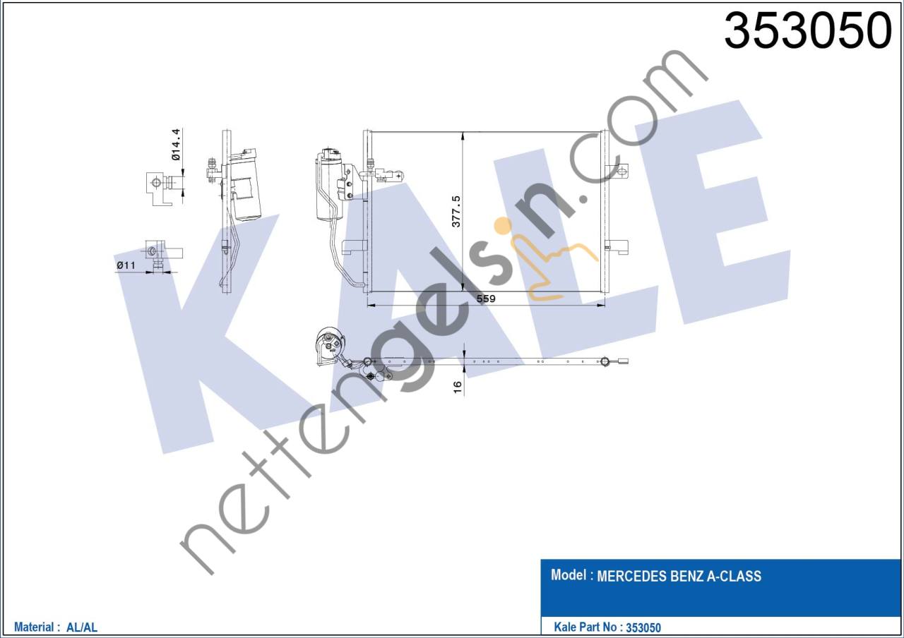 KALE 353050 KLIMA RADYATORU A-CLASS W168 97>04 VANEO 414 02>05  MERCEDES BİNEK KLİMA RADYATÖRÜ