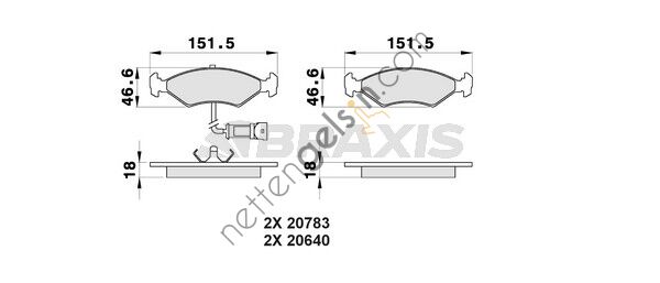 BRAXIS AB0169 ON FREN BALATASI ESCORT III 1.6D / 1.8D 86>90 FIESTA III 76>90 P100 87>93 SIERRA 88>93 FISLI+ABSL  FORD BİNEK FREN BALATASI