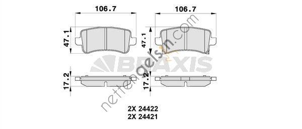 BRAXIS AB0180 ARKA FREN BALATASI INSIGNIA A 09 > 17  OPEL BİNEK FREN BALATASI