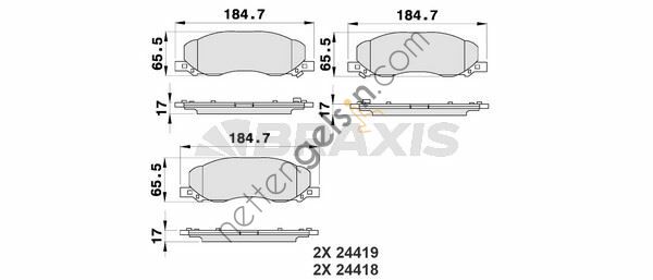 BRAXIS AB0186 ON FREN BALATASI INSIGNIA 18 INCH JANT ICIN  OPEL BİNEK FREN BALATASI