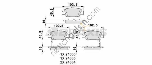 BRAXIS AB0190 FREN BALATASI ARKA TOYOTA AURIS 1.4 D4D 1.6 07-> COROLLA 1.4 D4D 1.6 07-12 IKAZ KABLOLU  TOYOTA BİNEK FREN BALATASI