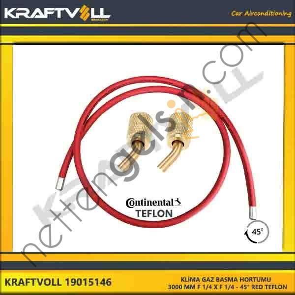 KRAFTVOLL 19015146 KLIMA GAZ BASMA HORTUMU 3000 MM F 1/4 X F 1/4 45° KIRMIZI CONTINENTAL  GENEL BİNEK KLİMA HORTUMU