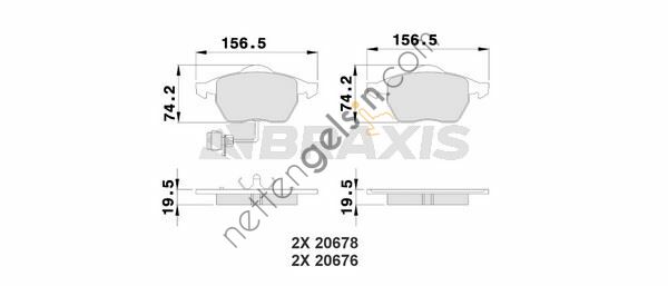 BRAXIS AB0208 ON FREN BALATASI (TK) PASSAT A6 / 1.8T / 2.4 / 2.8 / 1.9TDI  VW-AUDI-SEAT-SKODA BİNEK FREN BALATASI