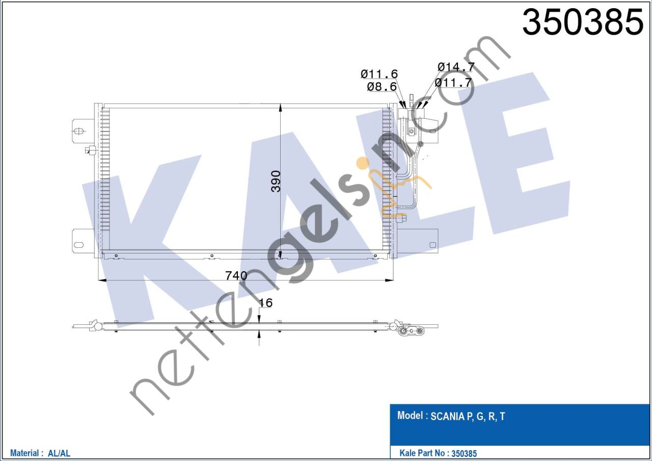 KALE 350385 KONDENSER (KLIMA) RADYATORU SCANIA P, G, R, T SERILER 2004 VE SONRASI  SCANIA AĞIR VASITA KLİMA RADYATÖRÜ