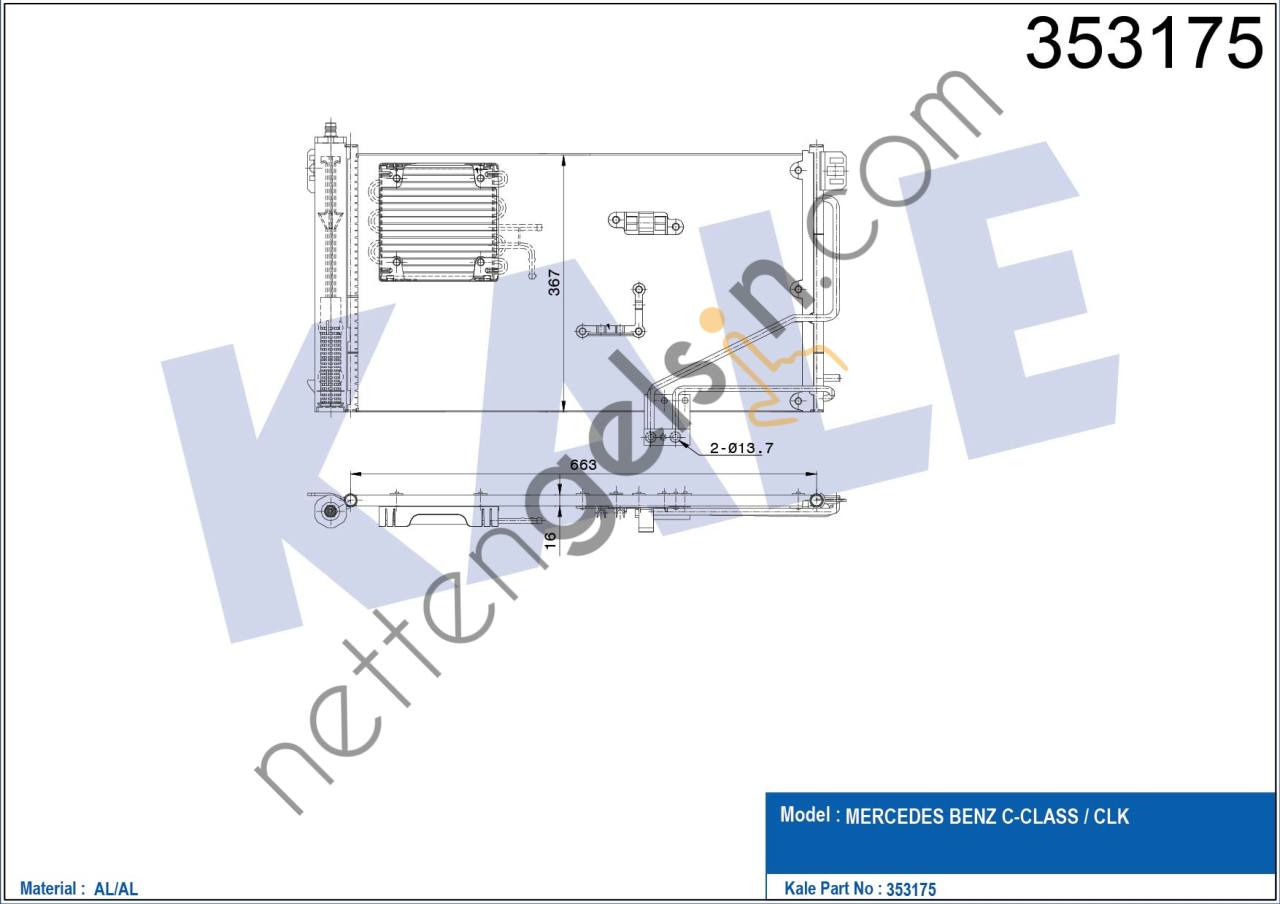 KALE 353175 KLIMA RADYATORU W203 00>07 CL203 02>08 S203 01>07 C209 02>09 R230 06>12  MERCEDES BİNEK KLİMA RADYATÖRÜ