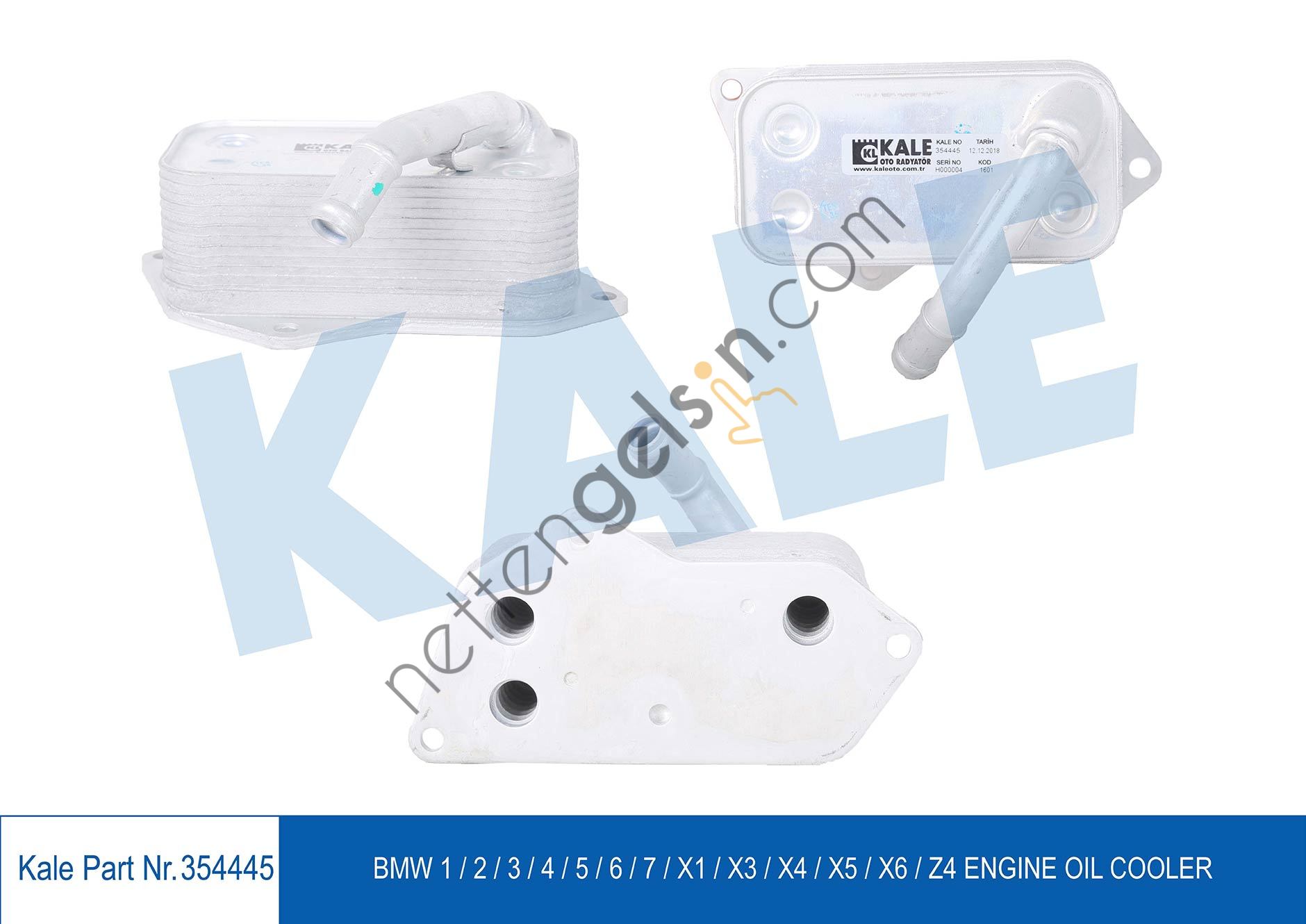 KALE 354445 YAG SOGUTUCU BMW 1 E81 130I E87 130I BMW 3 E90 325I 330I BMW 4 428I BMW 5 E60 523I  BMW BİNEK MOTOR YAĞ SOĞUTUCU