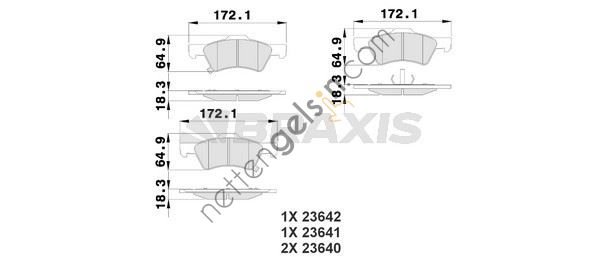 BRAXIS AB0214 ON FREN BALATASI DODGE CARAVAN III 3.3 AWD-3.8 T (00-07) VOYAGER III 2.4-2.5CRD 2.8CRDI 3.3 (00=12.0  CHRYSLER BİNEK FREN BALATASI