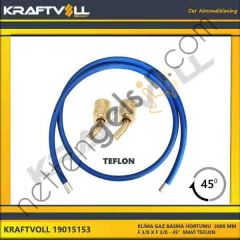 KRAFTVOLL 19015153 KLIMA GAZ BASMA HORTUMU 3000 MM F 3/8 X F 3/8 45° MAVI TEFLON  GENEL BİNEK KLİMA HORTUMU