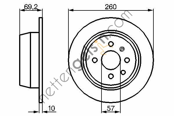 BOSCH 0986478086 ARKA FREN AYNASI ASTRA F 1,6 1,8 2,0 (92/9,98) VECTRA A 1,8 2,0 GT (88/11,95) (260x10x4DL)  OPEL BİNEK FREN DİSKİ