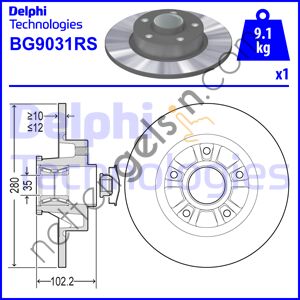 DELPHI BG9031RS ARKA FREN AYNASI (DISKI) ADET TRAFIC II VIVARO (RULMANLI)  RENAULT BİNEK FREN DİSKİ