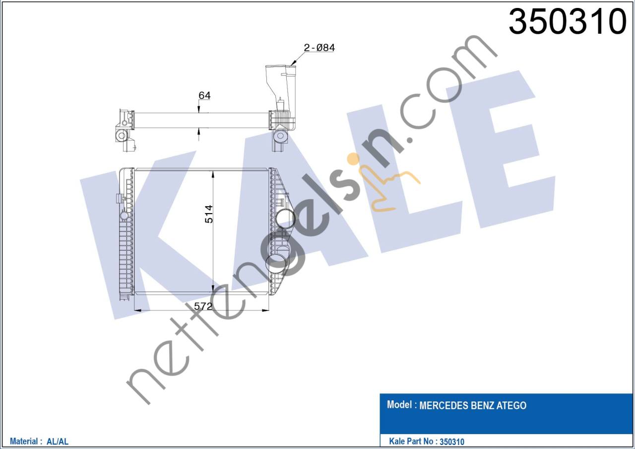 KALE 350310 INTERCOOLER RADYATORU MERCEDES ATEGO 1517 1518 1523 1524 1528 1529  MERCEDES AĞIR VASITA TURBO RADYATÖRÜ