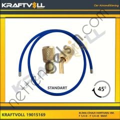 KRAFTVOLL 19015169 KLIMA GAZ BASMA HORTUMU 4000 MM F 1/4 X F 1/4 45° MAVI STANDART  GENEL BİNEK KLİMA HORTUMU