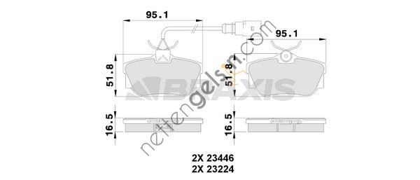 BRAXIS AB0229 ARKA FREN BALATASI (FISLI) TRANSPORTER T4 MULTIVAN CARAVELLE 97>04  VW-AUDI-SEAT-SKODA BİNEK FREN BALATASI