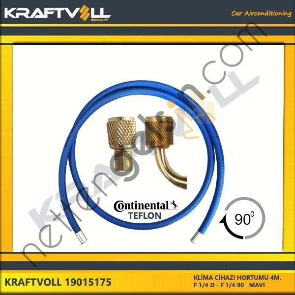 KRAFTVOLL 19015175 KLIMA GAZ BASMA HORTUMU 4000 MM F 1/4 D * F 1/4 90° MAVI CONTINENTAL  GENEL BİNEK KLİMA HORTUMU
