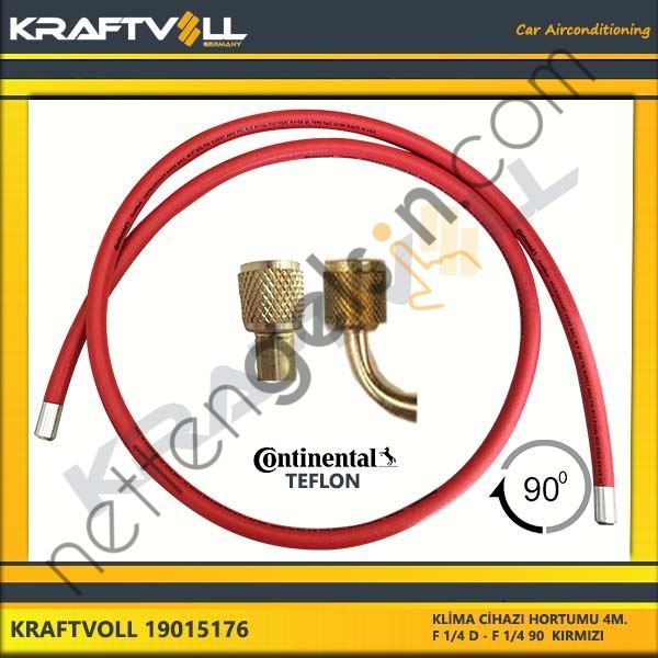 KRAFTVOLL 19015176 KLIMA GAZ BASMA HORTUMU 4000 MM F 1/4 D * F 1/4 90° KIRMIZI CONTINENTAL  GENEL BİNEK KLİMA HORTUMU