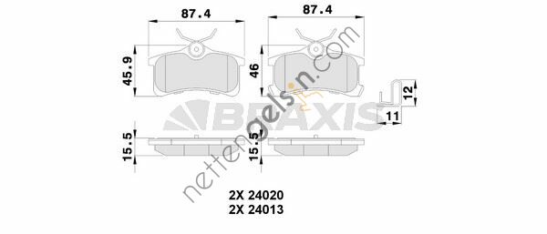 BRAXIS AB0237 ARKA FREN BALATASI AVENSIS VVT I D 4D 00>02  TOYOTA BİNEK FREN BALATASI