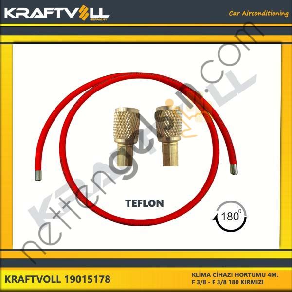 KRAFTVOLL 19015178 KLIMA GAZ BASMA HORTUMU 4000 MM F 3/8 X F 3/8 180° KIRMIZI TEFLON  GENEL BİNEK KLİMA HORTUMU