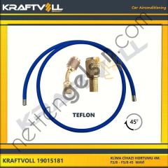 KRAFTVOLL 19015181 KLIMA GAZ BASMA HORTUMU 4000 MM F 3/8 X F 3/8 45° MAVI TEFLON  GENEL BİNEK KLİMA HORTUMU