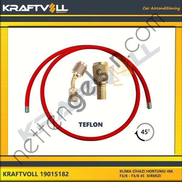 KRAFTVOLL 19015182 KLIMA GAZ BASMA HORTUMU 4000 MM F 3/8 X F 3/8 45° KIRMIZI TEFLON  GENEL BİNEK KLİMA HORTUMU