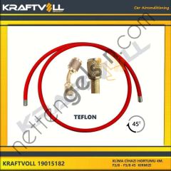 KRAFTVOLL 19015182 KLIMA GAZ BASMA HORTUMU 4000 MM F 3/8 X F 3/8 45° KIRMIZI TEFLON  GENEL BİNEK KLİMA HORTUMU