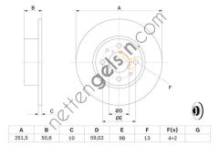 BOSCH 0986478238 ARKA FREN AYNASI ALFA 164 87-98 - STILO 03-->  FIAT BİNEK FREN DİSKİ