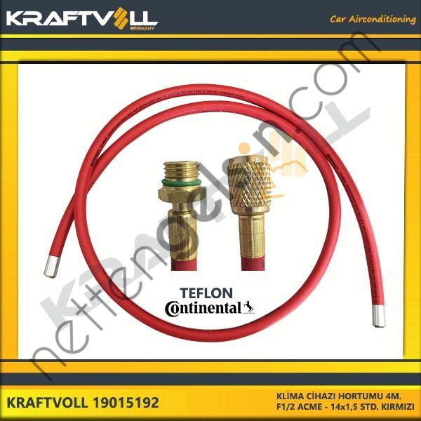 KRAFTVOLL 19015192 KLIMA GAZ BASMA HORTUMU 4000MM F 1/2 ACME * M ACME 14X1,5 KIRMIZI CONTINENTAL  GENEL BİNEK KLİMA HORTUMU