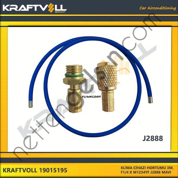 KRAFTVOLL 19015195 KLIMA GAZ BASMA HORTUMU 3000 MM F 1/4 X M1234YF J2888 MAVI  GENEL BİNEK KLİMA HORTUMU