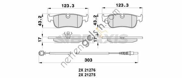 BRAXIS AB0275 ARKA FREN BALATASI P806 EVASION 2.0 / 1.9 SVTD / 2.1SRTD / SVTD (ARKA DISKLI FREN)  PEUGEOT-CITROEN BİNEK FREN BALATASI