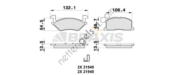 BRAXIS AB0301 ON FREN BALATASI TOYOTA STARLET 90>96  TOYOTA BİNEK FREN BALATASI