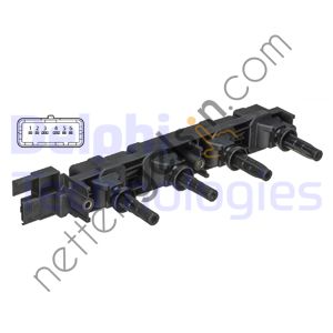 DELPHI GN10502-12B1 ATESLEME BOBINI P206 P307 C4 VTS EW10J4S (2,016V) P807 C8 P406 P607 EW12J4 (2,2 16V)  PEUGEOT-CITROEN BİNEK ATEŞLEME BOBİNİ