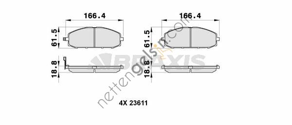 BRAXIS AB0316 ON FREN BALATASI PATROL GR II 2.8TD 3.0 DTI 98>03  NISSAN BİNEK FREN BALATASI