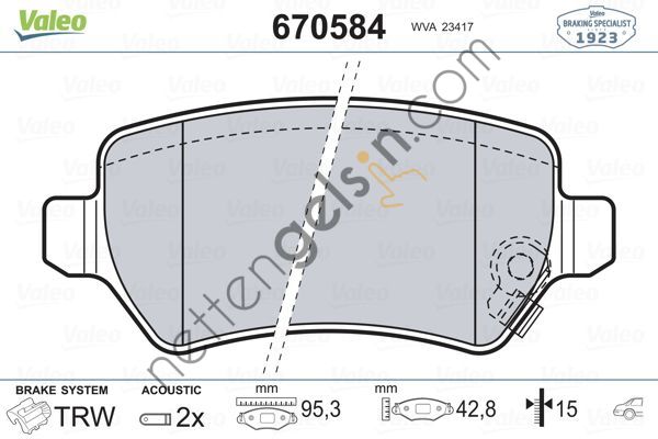 VALEO 670584 ARKA FREN BALATASI ASTRA G 1,2I/1,6I/1,8I 16V-1,7DTI / ASTRA H 1,6/1,7CDTI 04->  OPEL BİNEK FREN BALATASI