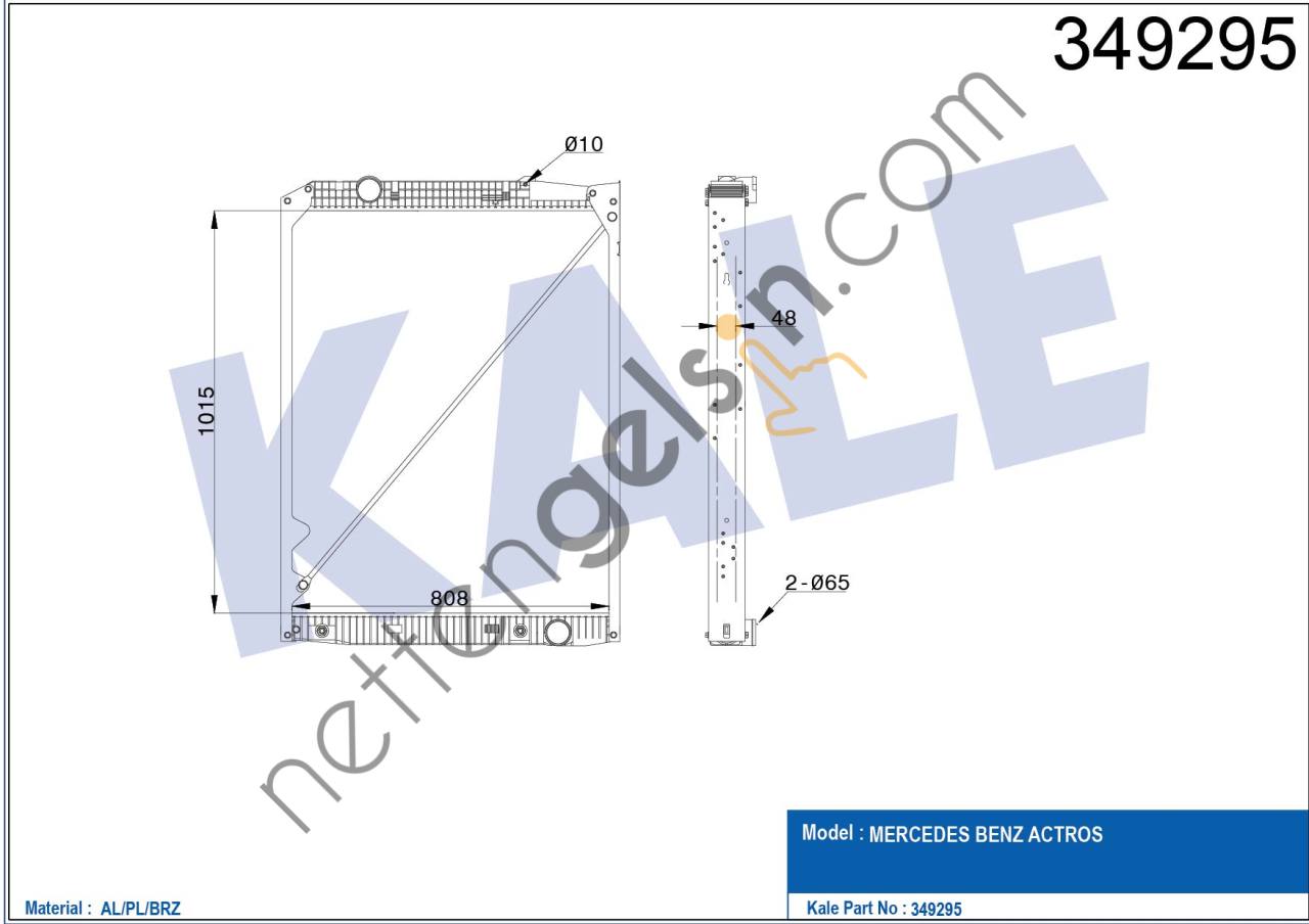 KALE 349295 RADYATOR MOTOR MERCEDES BENZ ACTROS (CERCEVELI) (AT)  MERCEDES AĞIR VASITA MOTOR SU RADYATORU